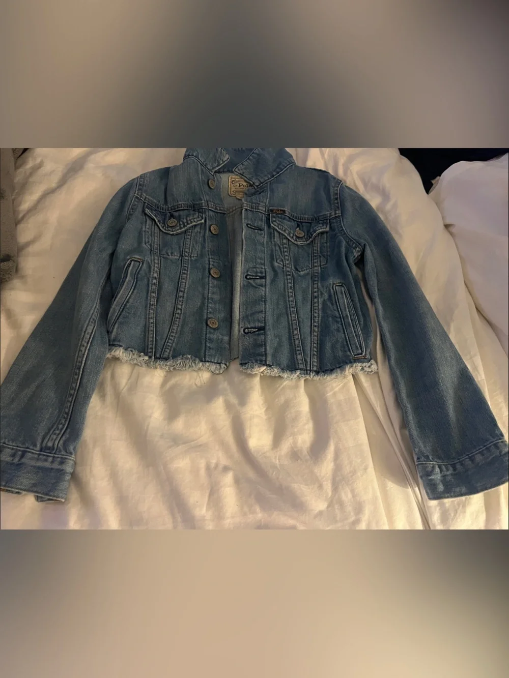 Polo by Ralph Lauren Cropped Blue Denim Jacket with Back Logo